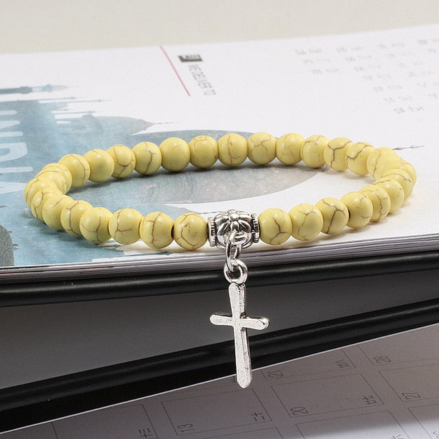 6mm Boho Natural Blue Turquoises Beads Bracelet