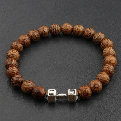 Men Natural Wood Beads Cross Bracelets