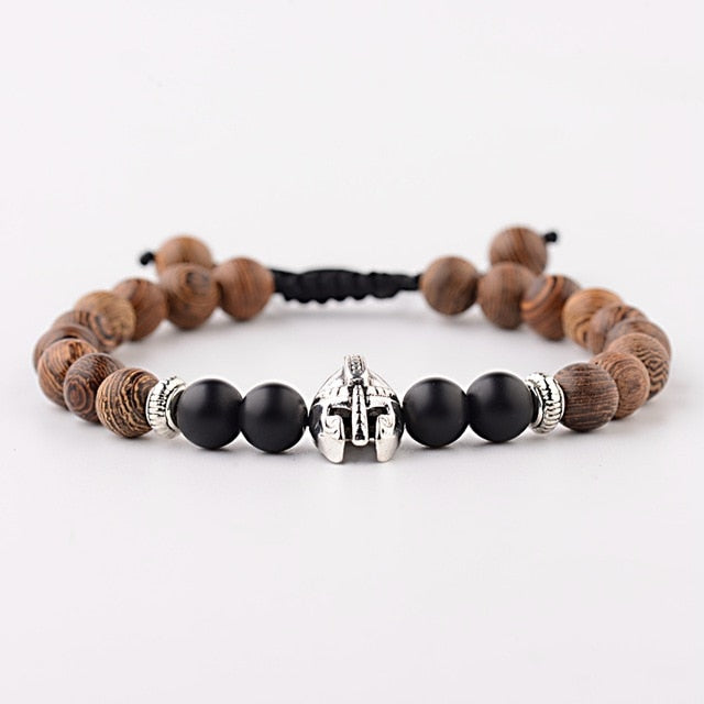 Men Natural Wood Beads Cross Bracelets