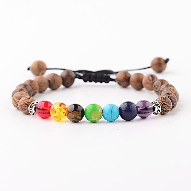 Men Natural Wood Beads Cross Bracelets