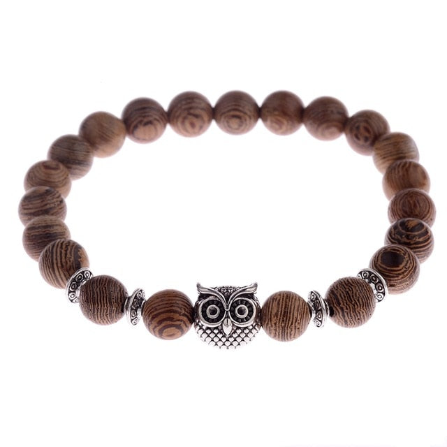 Men Natural Wood Beads Cross Bracelets