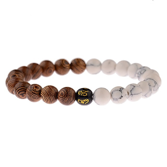 Men Natural Wood Beads Cross Bracelets