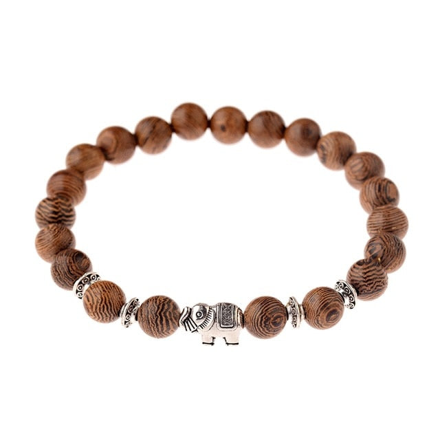 Men Natural Wood Beads Cross Bracelets