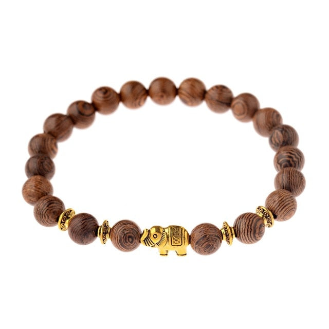 Men Natural Wood Beads Cross Bracelets