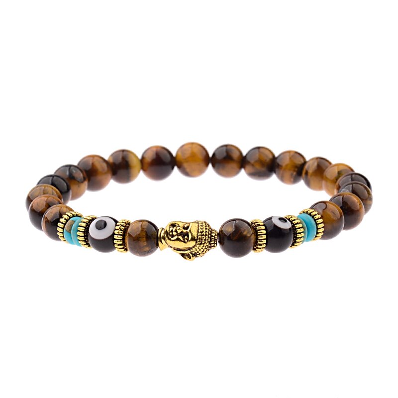 8mm Elastic Round Bright Black Stone Chakra Bracelets