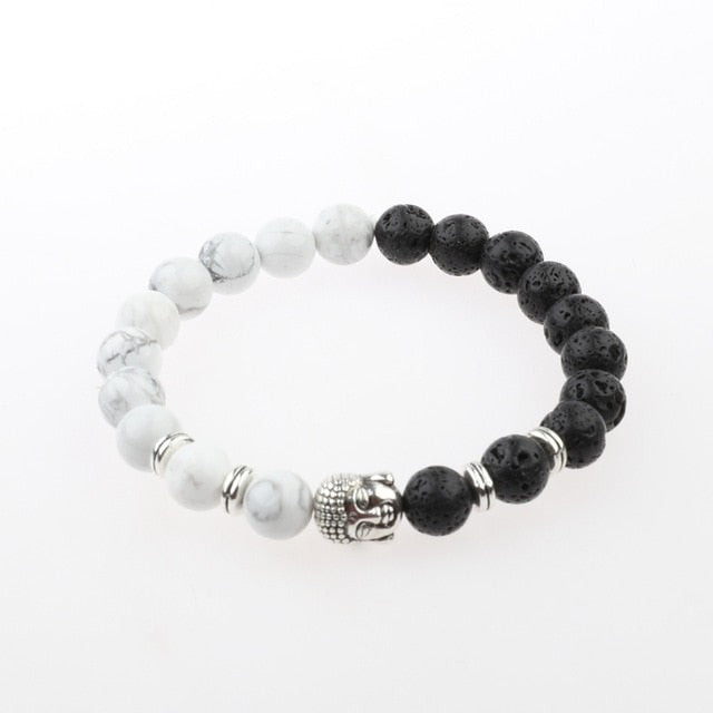 8mm Elastic Round Bright Black Stone Chakra Bracelets