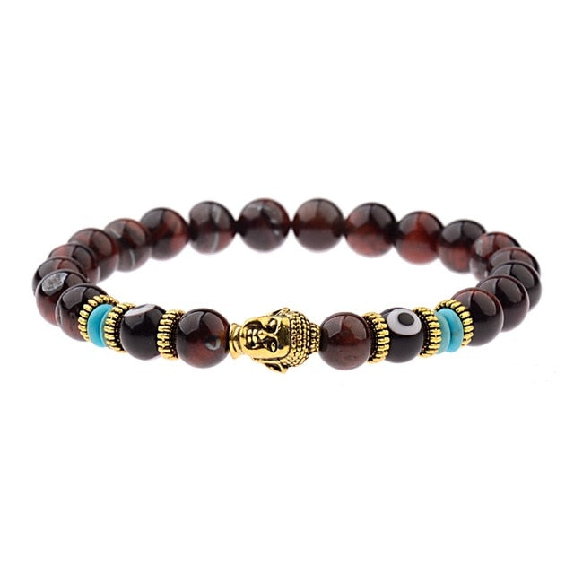 8mm Elastic Round Bright Black Stone Chakra Bracelets