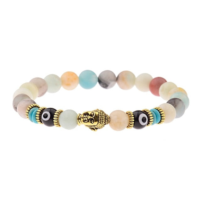 8mm Elastic Round Bright Black Stone Chakra Bracelets