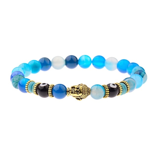8mm Elastic Round Bright Black Stone Chakra Bracelets