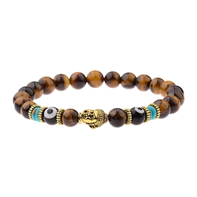 8mm Elastic Round Bright Black Stone Chakra Bracelets
