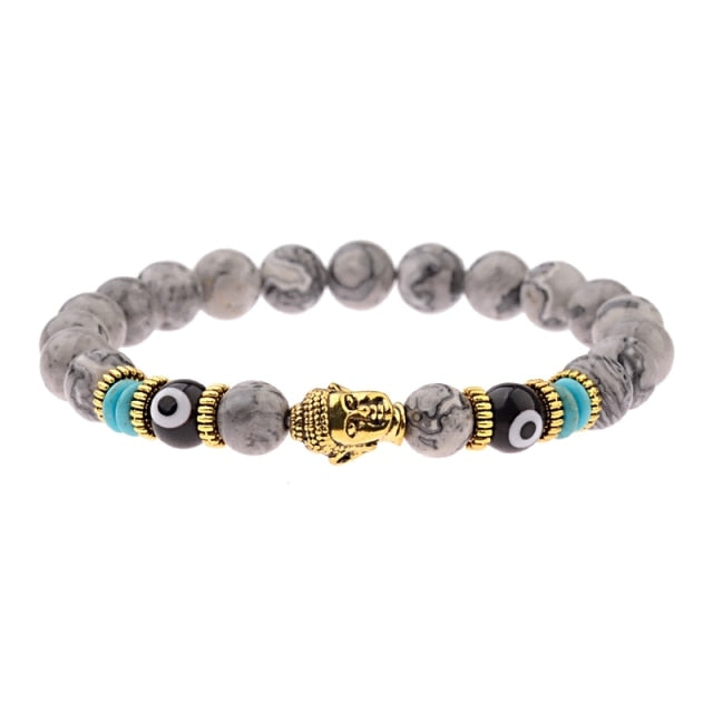 8mm Elastic Round Bright Black Stone Chakra Bracelets