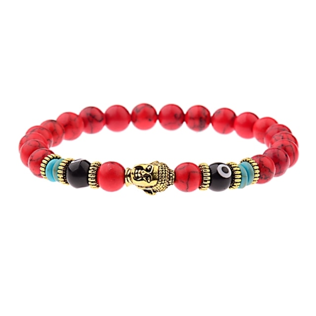 8mm Elastic Round Bright Black Stone Chakra Bracelets