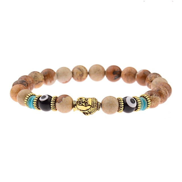8mm Elastic Round Bright Black Stone Chakra Bracelets