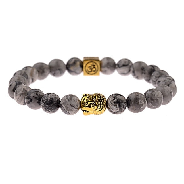 8mm Elastic Round Bright Black Stone Chakra Bracelets