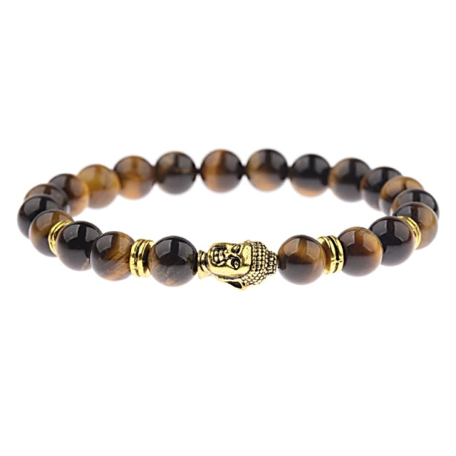 8mm Elastic Round Bright Black Stone Chakra Bracelets
