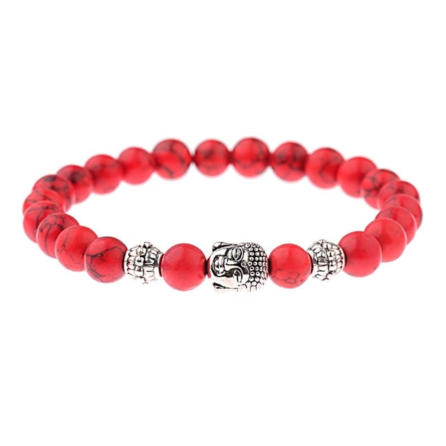 8mm Elastic Round Bright Black Stone Chakra Bracelets