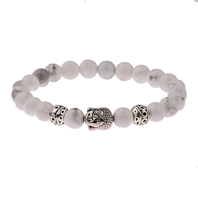 8mm Elastic Round Bright Black Stone Chakra Bracelets