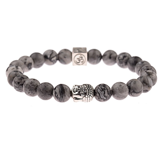 8mm Elastic Round Bright Black Stone Chakra Bracelets