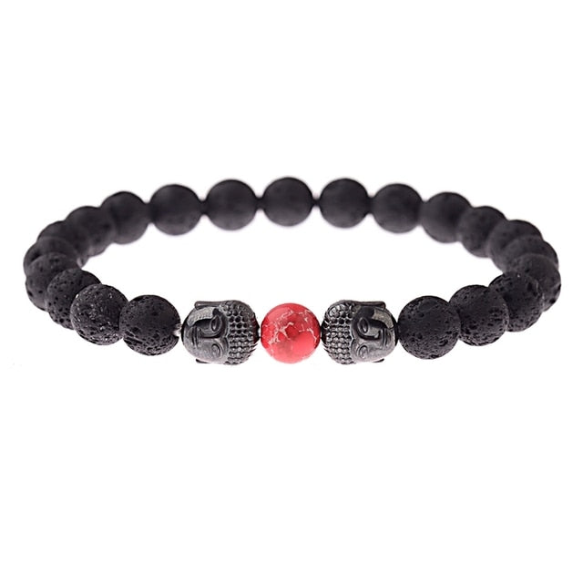 8mm Elastic Round Bright Black Stone Chakra Bracelets