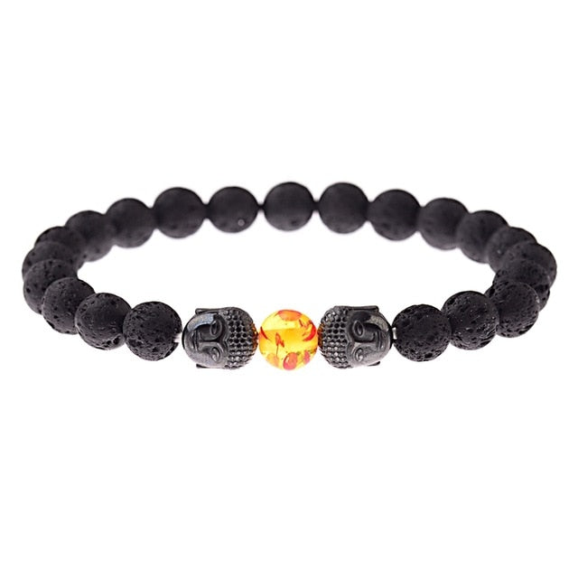 8mm Elastic Round Bright Black Stone Chakra Bracelets