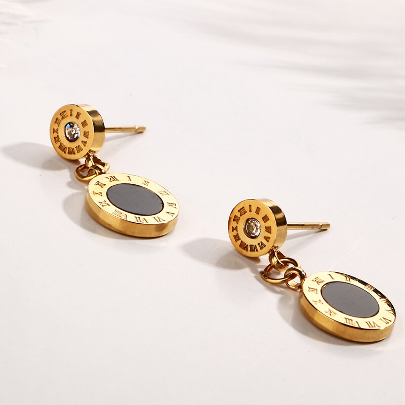 Vintage Gold Color Roman Numeral Wedding Jewelry Set