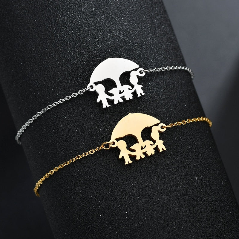 Cute Stainless Steel Mom Dad Kids Family Bracelets