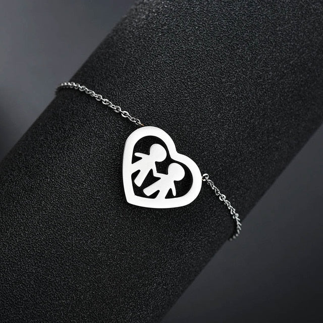 Cute Stainless Steel Mom Dad Kids Family Bracelets