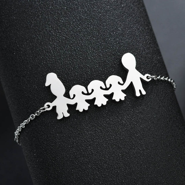Cute Stainless Steel Mom Dad Kids Family Bracelets