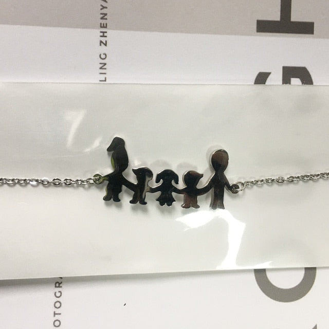 Cute Stainless Steel Mom Dad Kids Family Bracelets