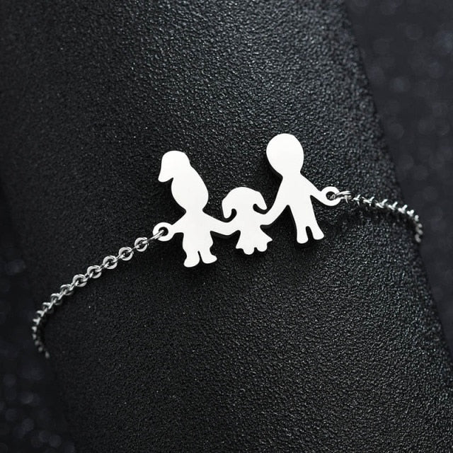 Cute Stainless Steel Mom Dad Kids Family Bracelets