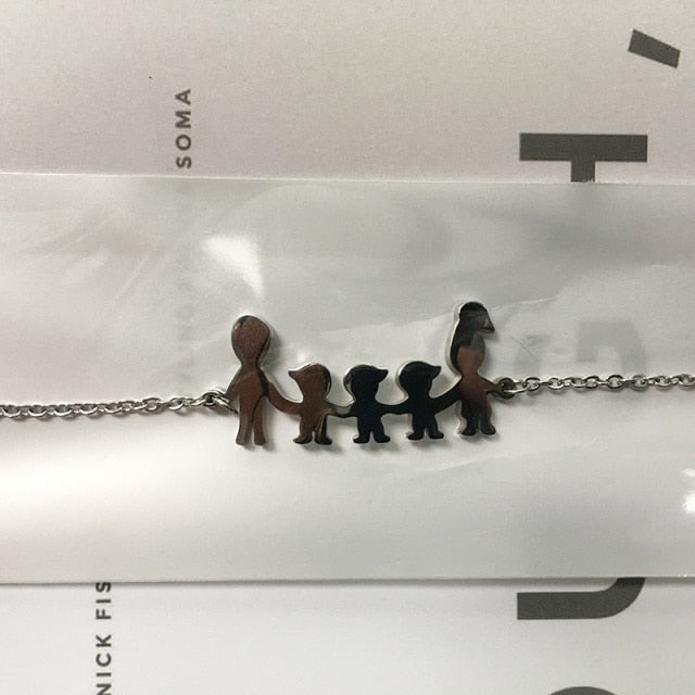 Cute Stainless Steel Mom Dad Kids Family Bracelets