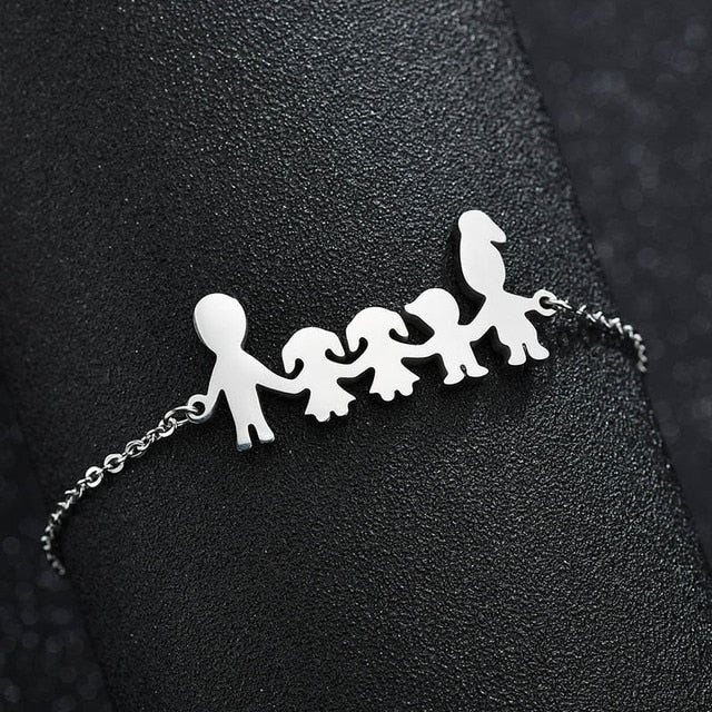 Cute Stainless Steel Mom Dad Kids Family Bracelets