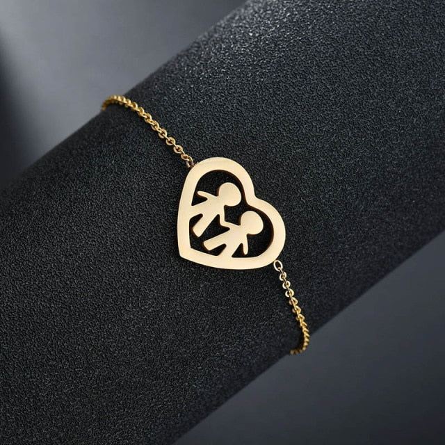 Cute Stainless Steel Mom Dad Kids Family Bracelets