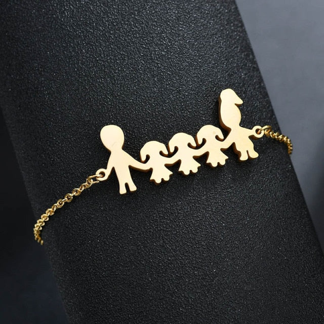 Cute Stainless Steel Mom Dad Kids Family Bracelets