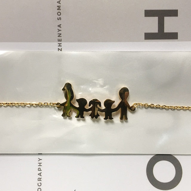 Cute Stainless Steel Mom Dad Kids Family Bracelets