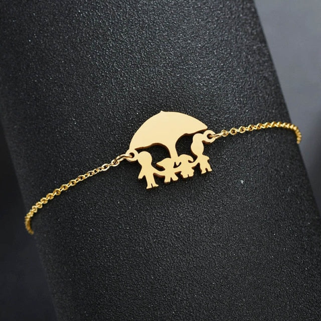 Cute Stainless Steel Mom Dad Kids Family Bracelets