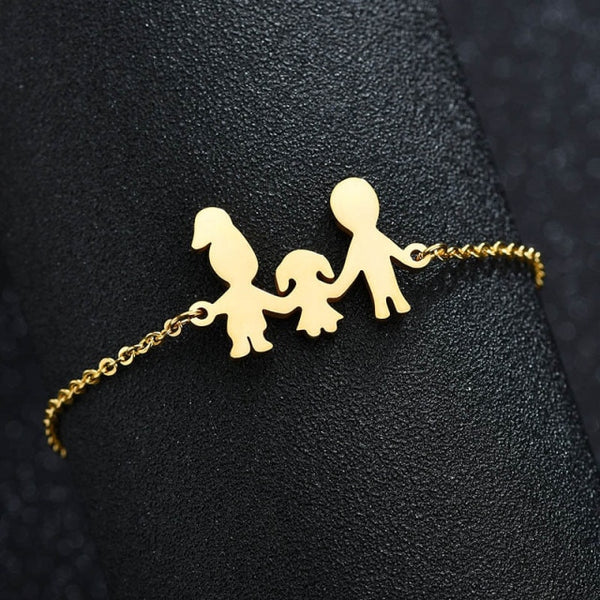 Bonitas pulseras familiares de acero inoxidable para mamá, papá y niños.