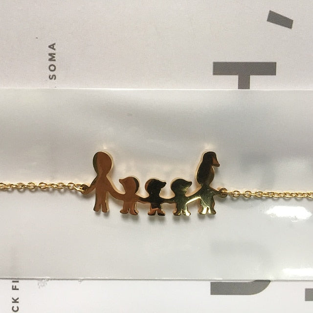 Cute Stainless Steel Mom Dad Kids Family Bracelets