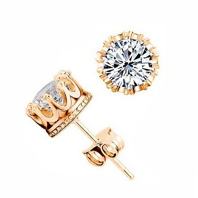 Women Classic Shining Zircon Small Stud Earrings