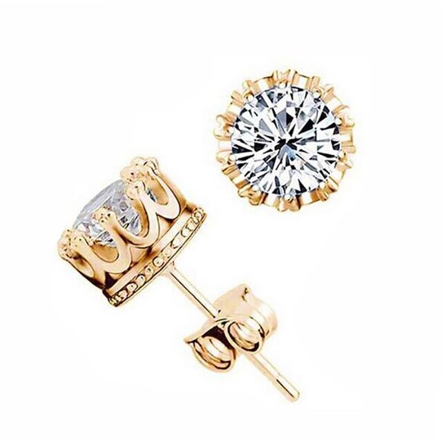 Women Classic Shining Zircon Small Stud Earrings