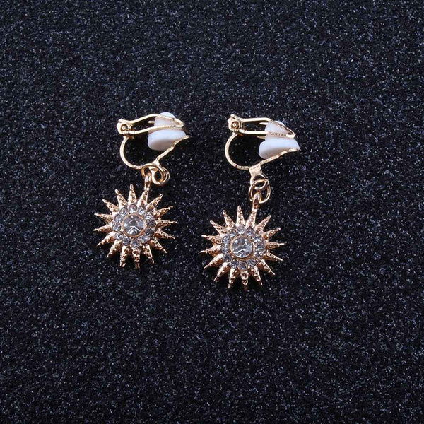 Pendientes de clip con pequeñas flores de moda para mujer