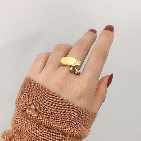 Anillos de latón dorado con círculos irregulares, brillantes y geométricos para mujer