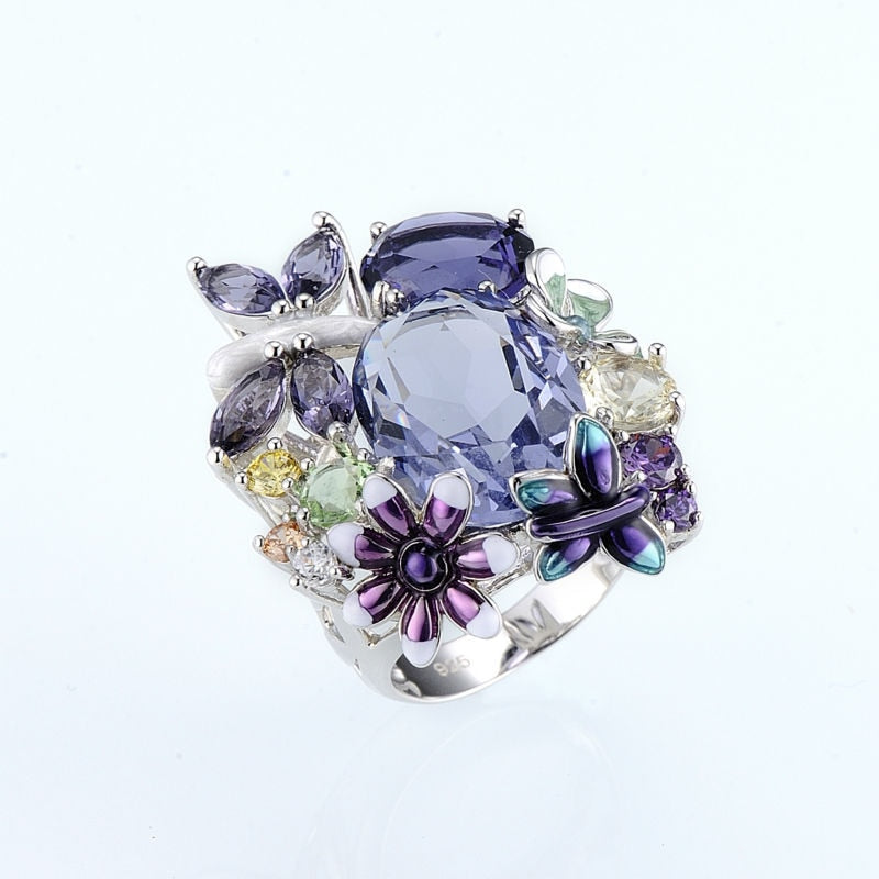 Handmade Fashion Design Elegant Butterfly Flower Rings for Women