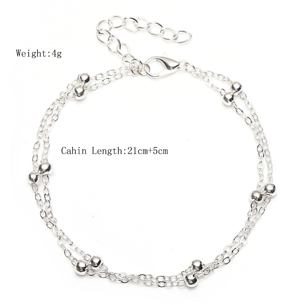 New Bell Beaded Silver Color Anklets For Women