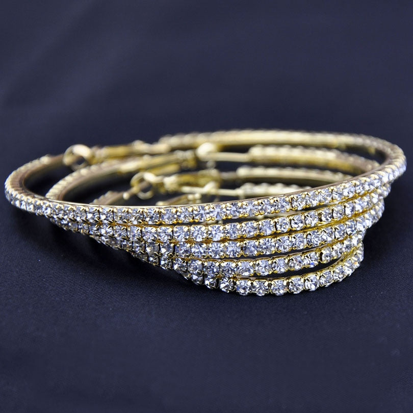 New 30-100mm Large Crystal Hoops Earrings