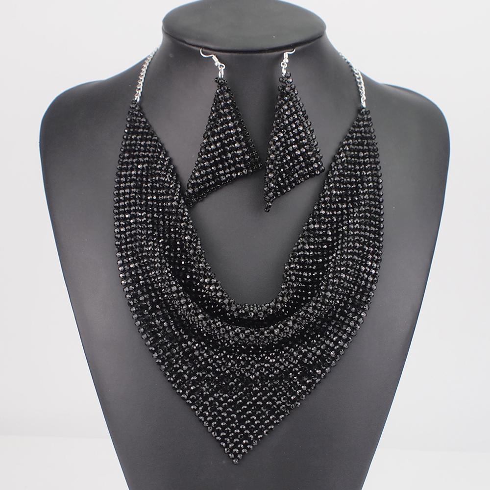 Shining Rhinestone Metal Slice Bib  Jewelry Sets
