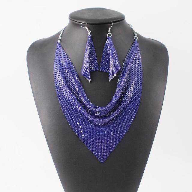 Shining Rhinestone Metal Slice Bib  Jewelry Sets