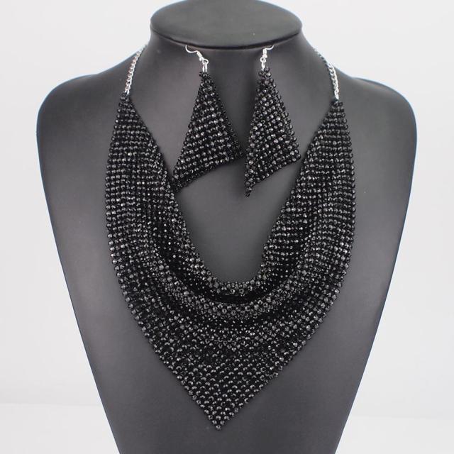 Shining Rhinestone Metal Slice Bib  Jewelry Sets