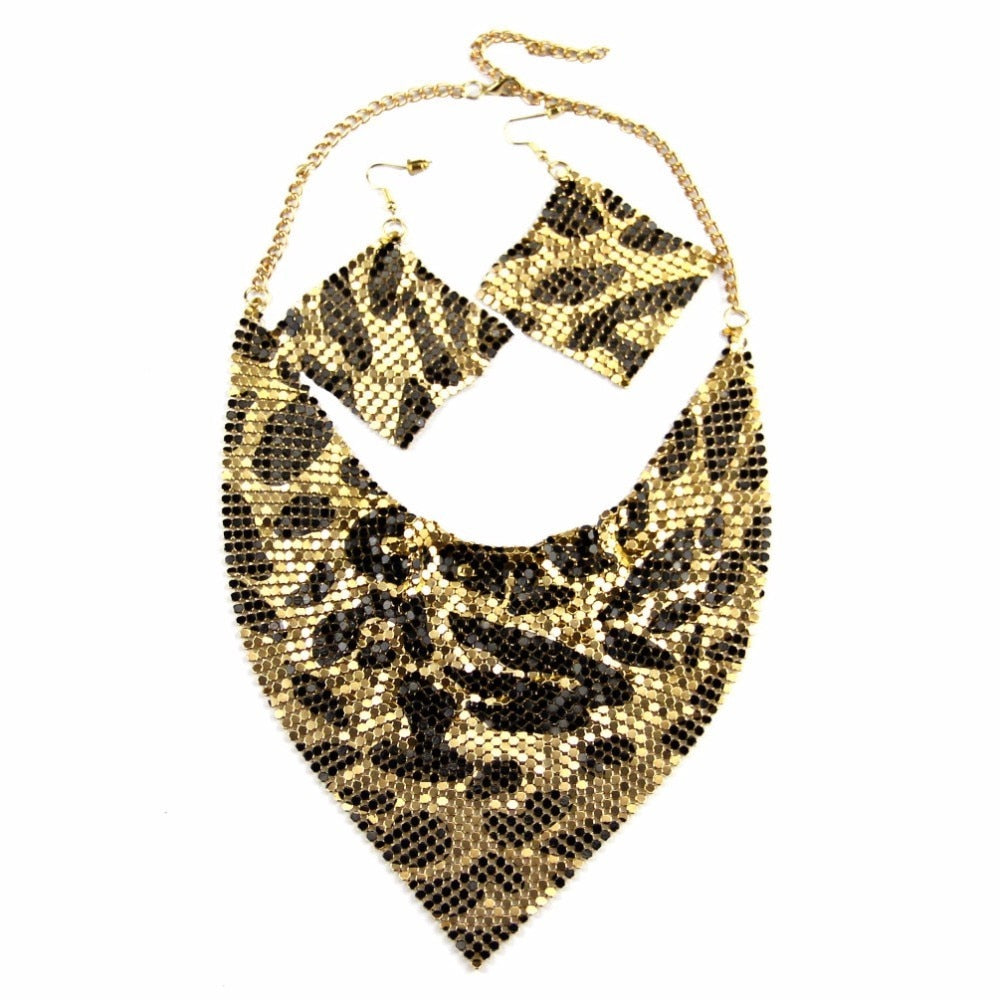 Shining Rhinestone Metal Slice Bib  Jewelry Sets