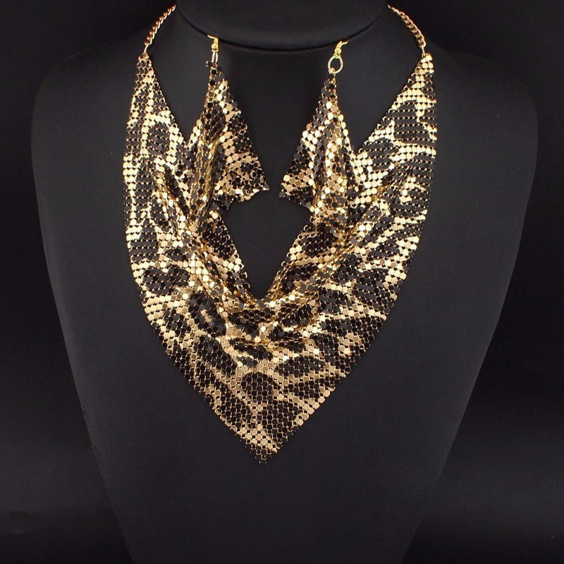 Shining Rhinestone Metal Slice Bib  Jewelry Sets